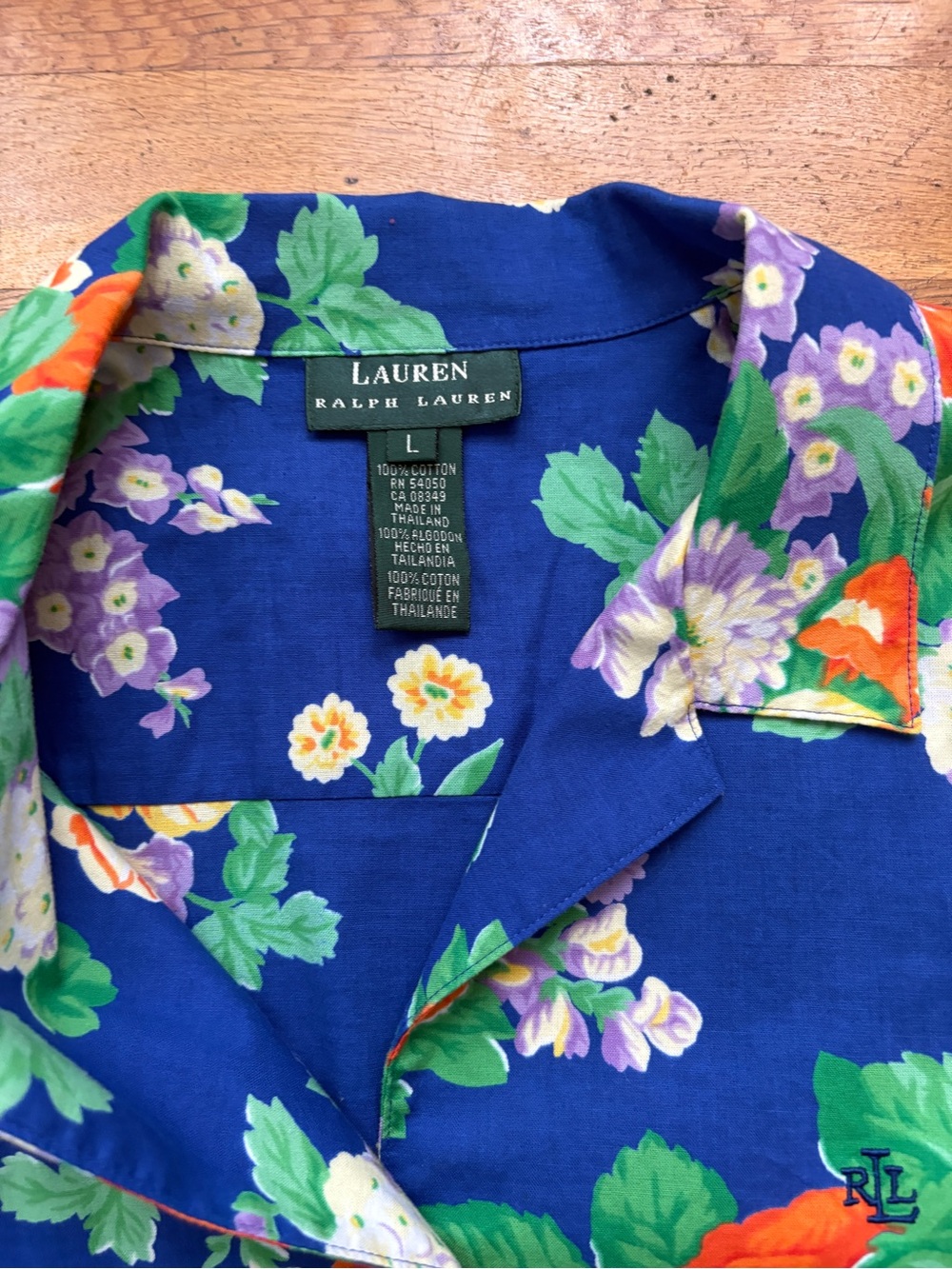 RALPH LAUREN Multicolor Tropical Floral Short Sleeve Button Shirt WOMENS LARGE - Picture 3 of 5